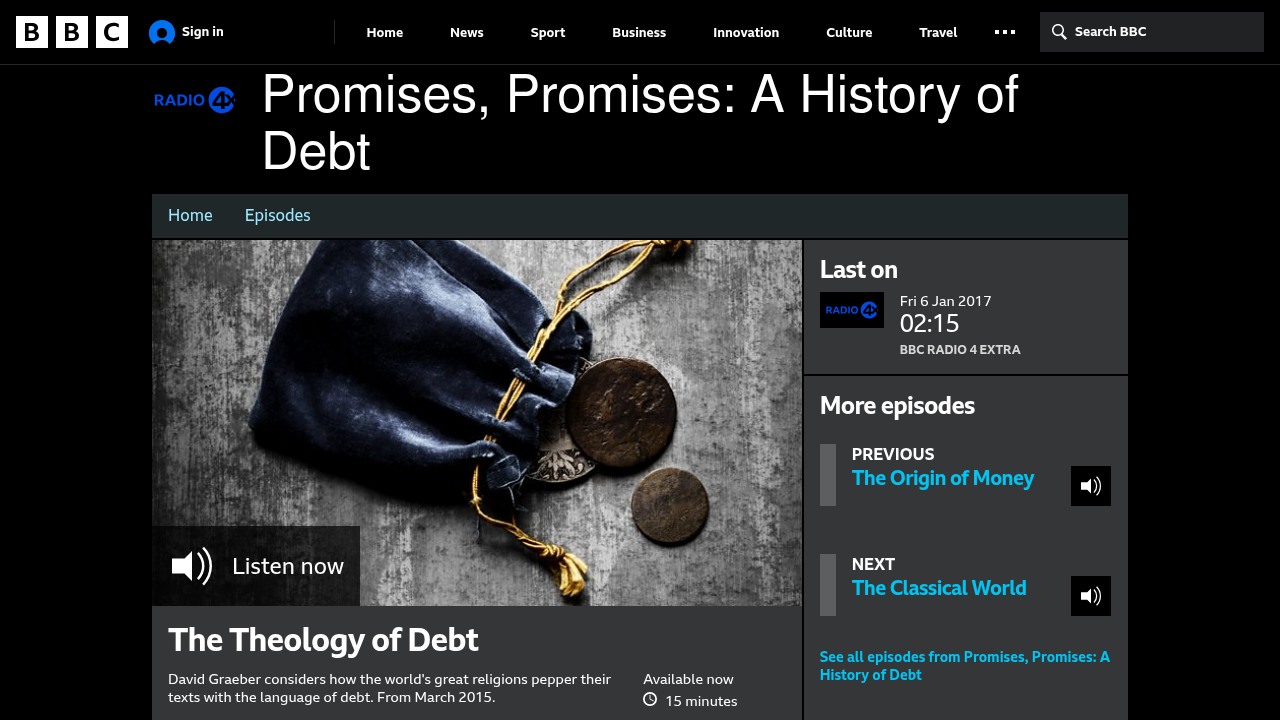BBC Radio 4 - Promises, Promises: A History of Debt, The Theology of Debt