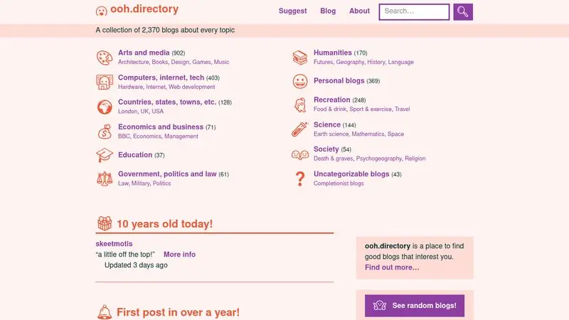 ooh.directory: a place to find good blogs that interest you