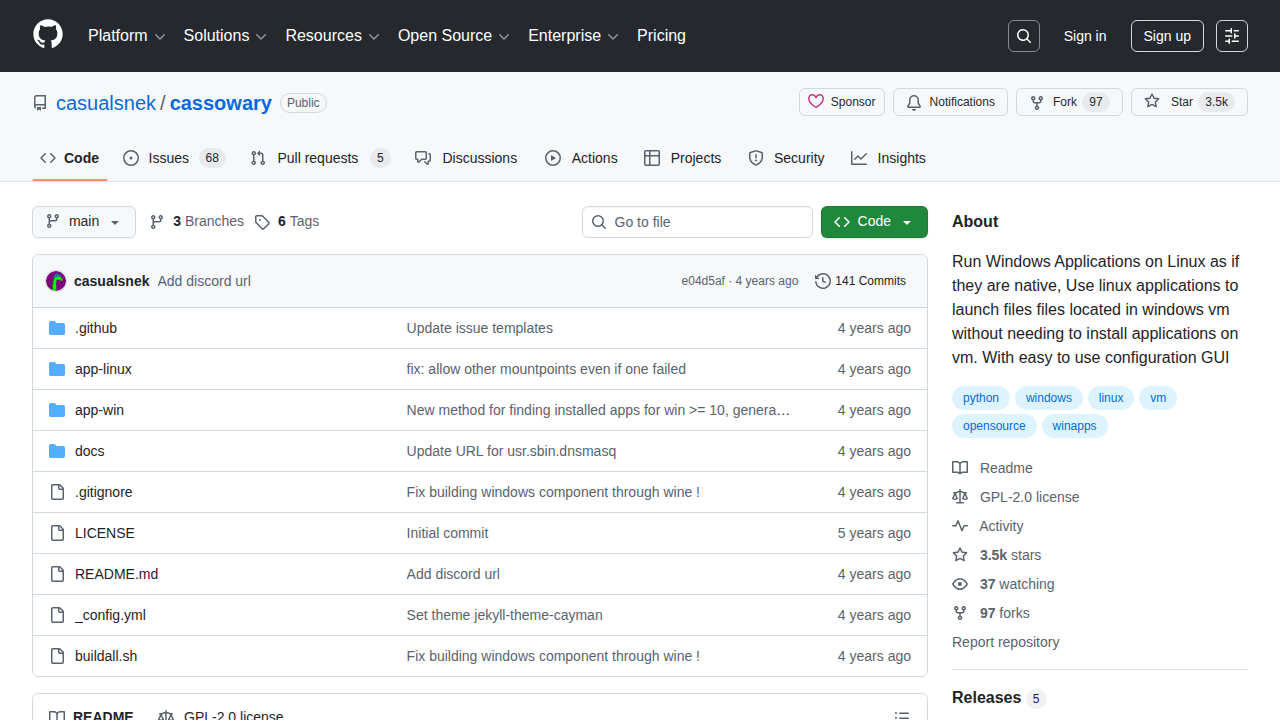 GitHub - casualsnek/cassowary: Run Windows Applications on Linux as if they are native, Use linux applications to launch files files located in windows vm without needing to install applications on vm. With easy to use configuration GUI
